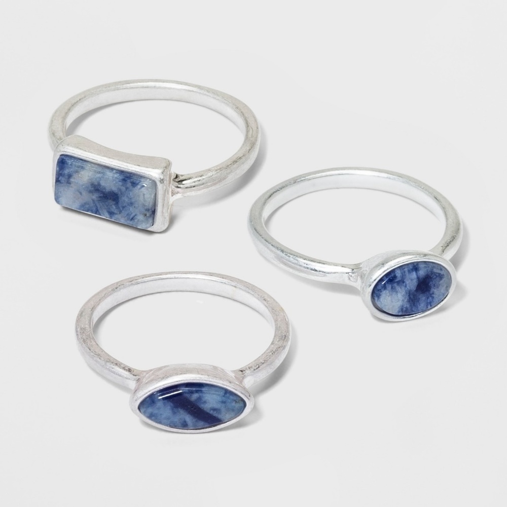*3 For 20* Semi Precious Stones 3 Ring Set